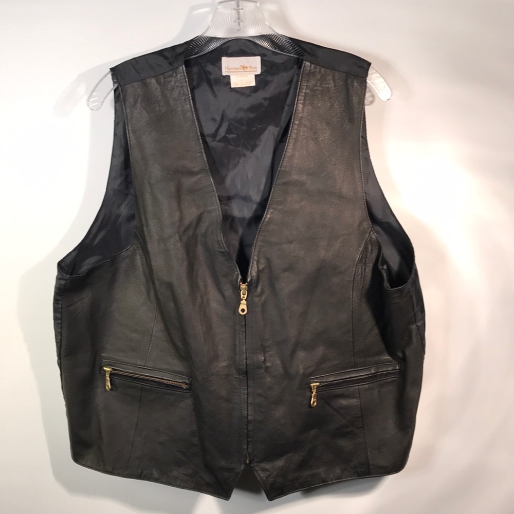Hunters Run front leather vest Sz L